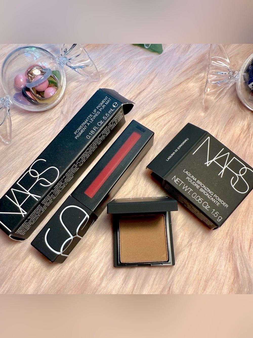NARS POWERMATTE LIP PIGMENT - Get Up Stand Up & LAGUNA BRONZING POWDER - Laguna